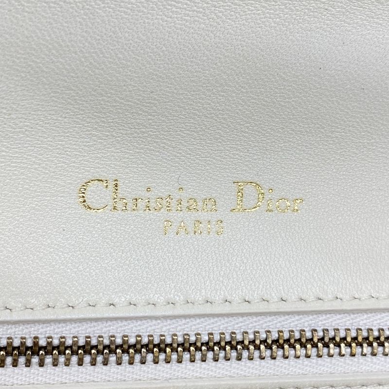 Christian Dior Shoulder Bag Leather White Gold Hardware Women's