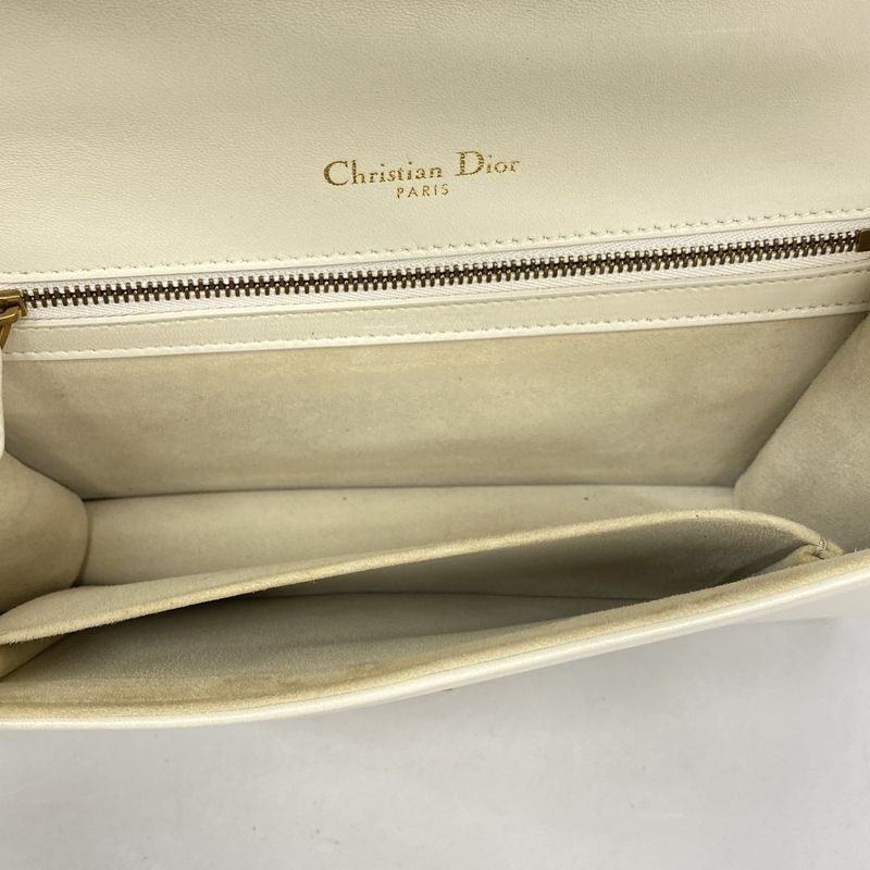 Christian Dior Shoulder Bag Leather White Gold Hardware Women's