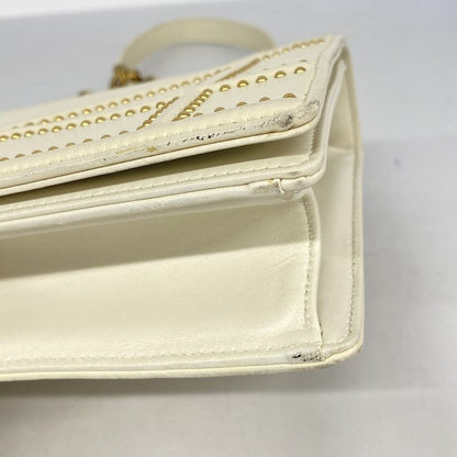 Christian Dior Shoulder Bag Leather White Gold Hardware Women's