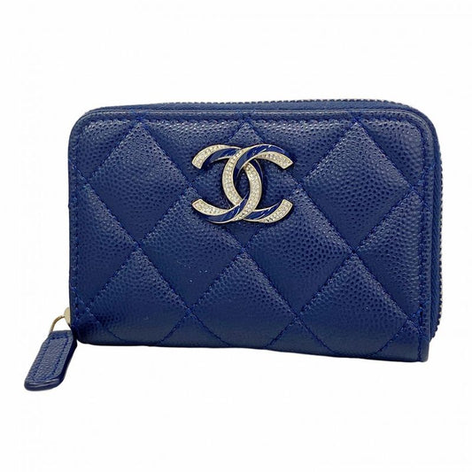 Chanel Coin Case Matelasse Caviar Skin Navy Chien Pangold Hardware Women's