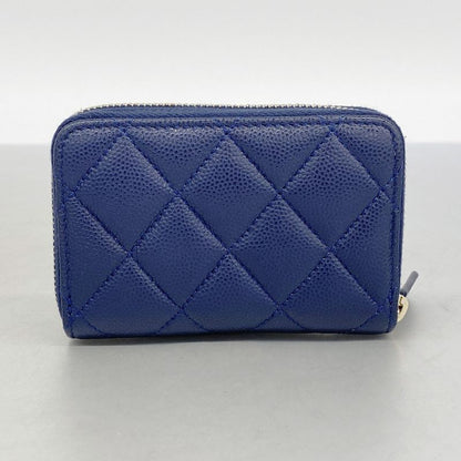 Chanel Coin Case Matelasse Caviar Skin Navy Chien Pangold Hardware Women's