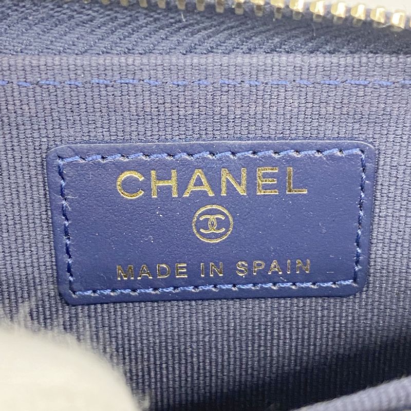 Chanel Coin Case Matelasse Caviar Skin Navy Chien Pangold Hardware Women's