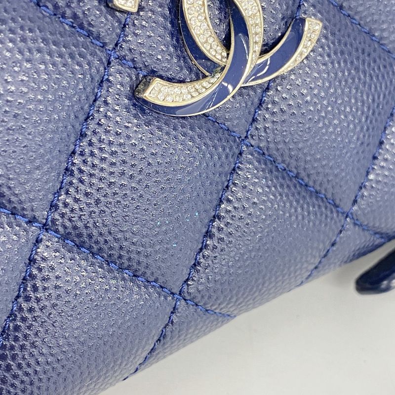 Chanel Coin Case Matelasse Caviar Skin Navy Chien Pangold Hardware Women's