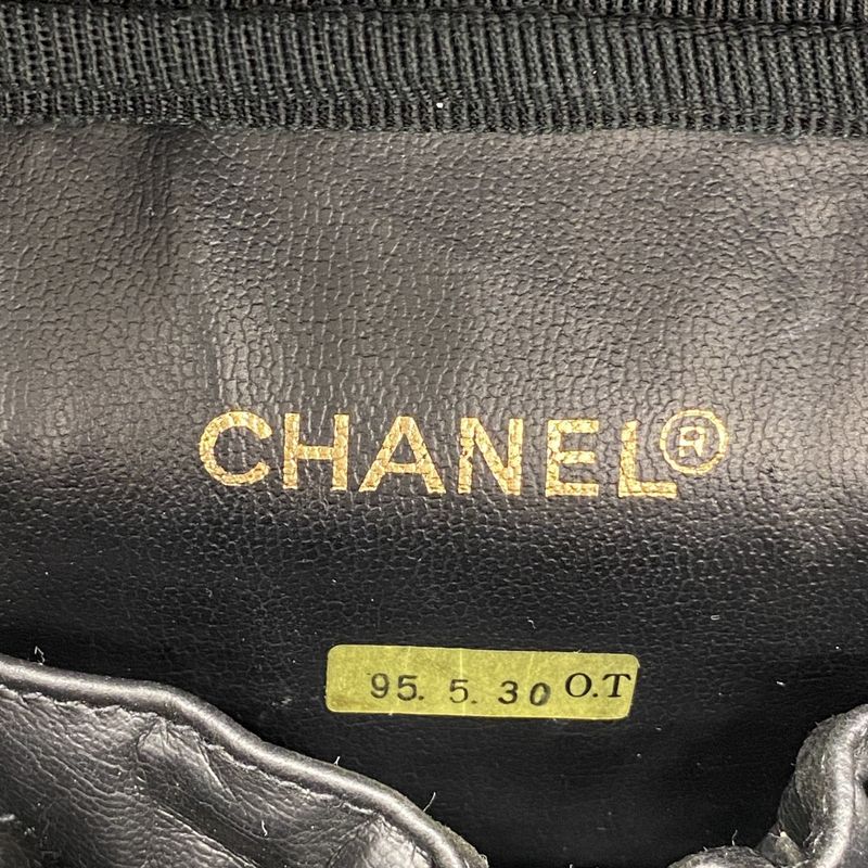 Chanel Vanity Bag Bicolore Lambskin Black Gold Hardware Women's