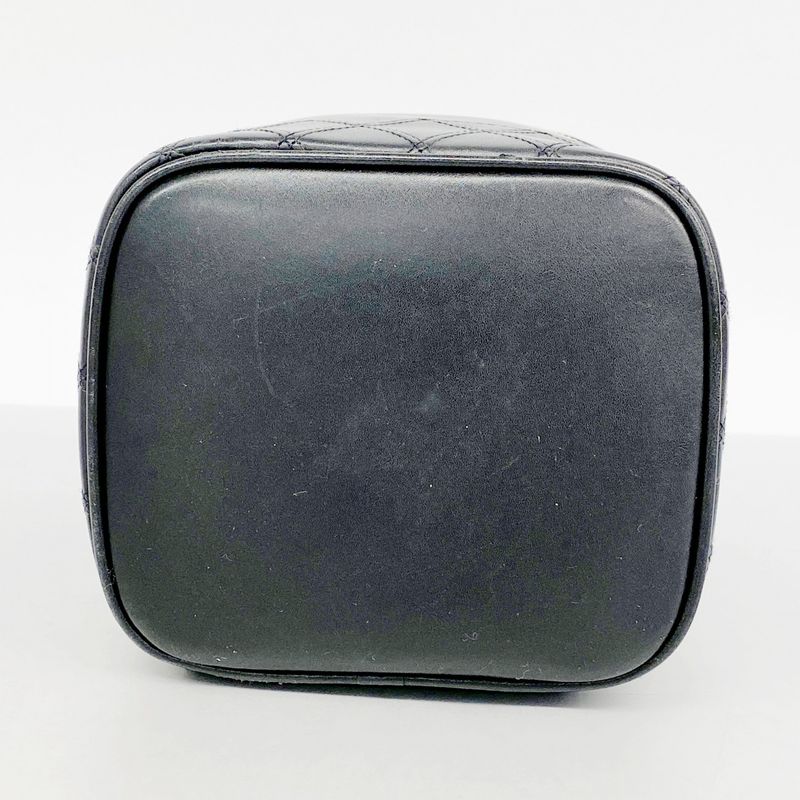 Chanel Vanity Bag Bicolore Lambskin Black Gold Hardware Women's