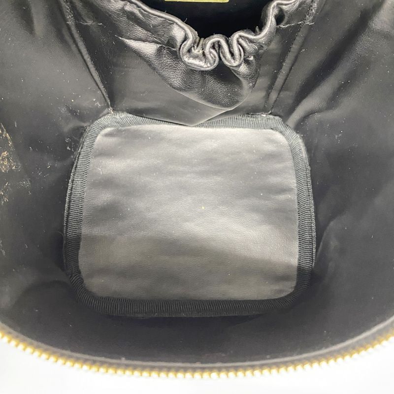 Chanel Vanity Bag Bicolore Lambskin Black Gold Hardware Women's