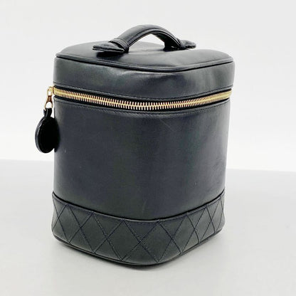 Chanel Vanity Bag Bicolore Lambskin Black Gold Hardware Women's