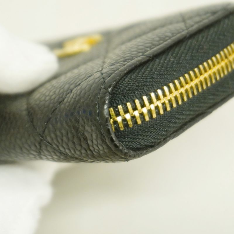 Chanel Coin Case Matelasse Caviar Skin Black Gold Hardware Women's