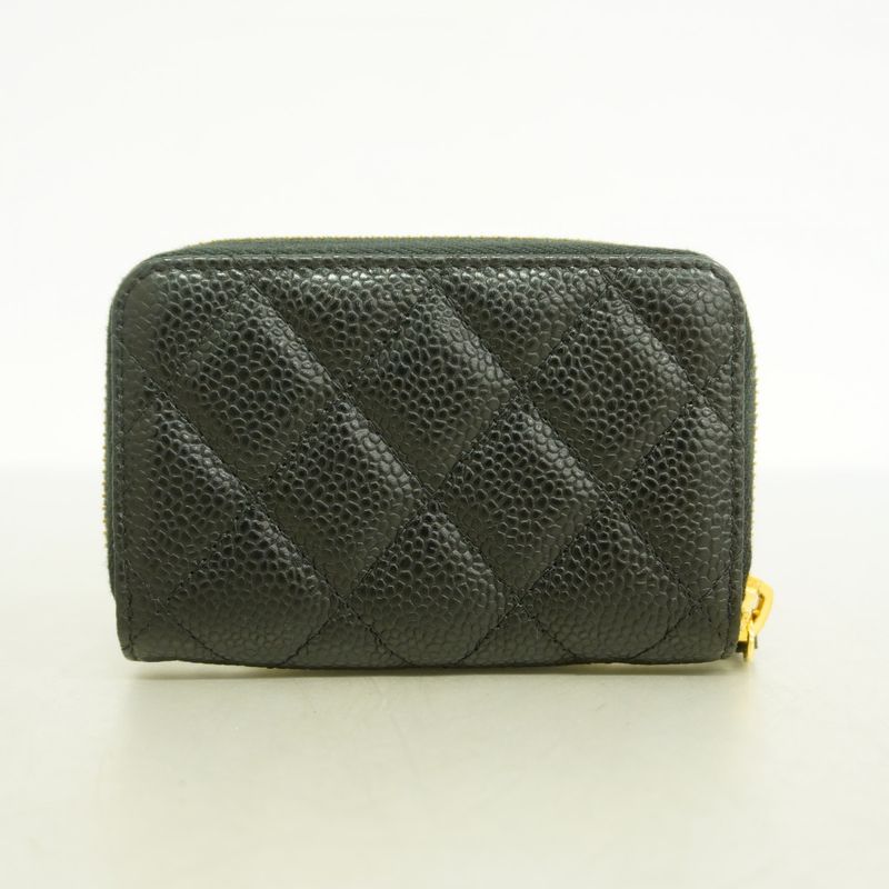 Chanel Coin Case Matelasse Caviar Skin Black Gold Hardware Women's