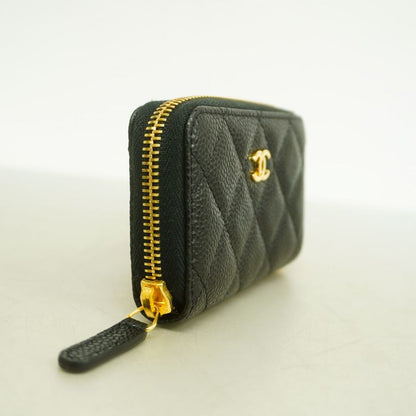 Chanel Coin Case Matelasse Caviar Skin Black Gold Hardware Women's