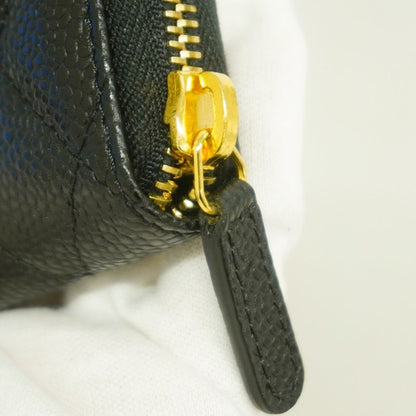 Chanel Coin Case Matelasse Caviar Skin Black Gold Hardware Women's