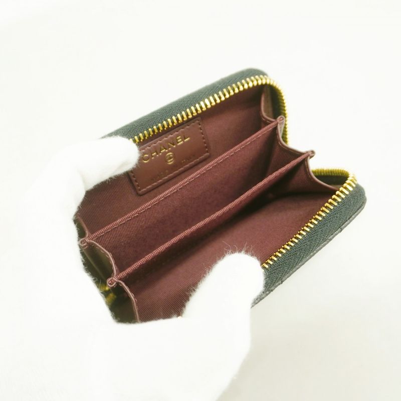 Chanel Coin Case Matelasse Caviar Skin Black Gold Hardware Women's