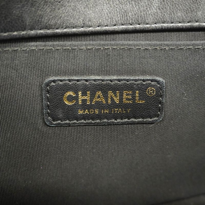 Chanel Shoulder Bag Boy Chanel Lambskin Black Gold Hardware Women's