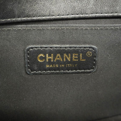 Chanel Shoulder Bag Boy Chanel Lambskin Black Gold Hardware Women's
