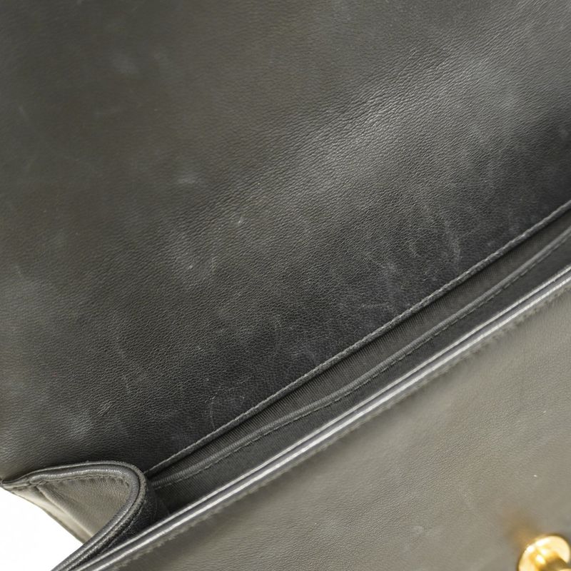 Chanel Shoulder Bag Boy Chanel Lambskin Black Gold Hardware Women's