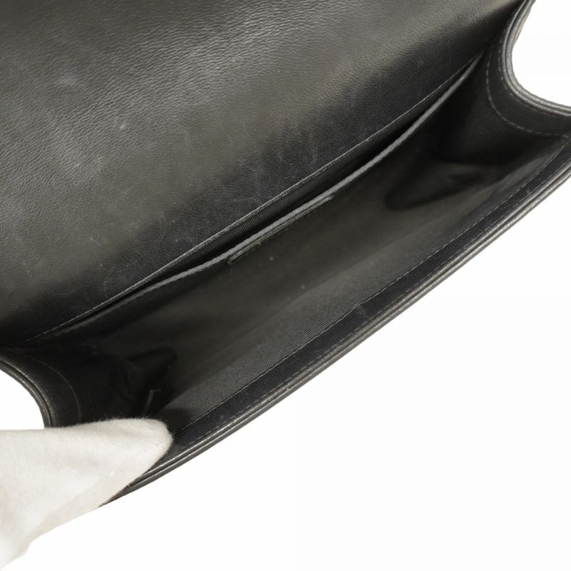 Chanel Shoulder Bag Boy Chanel Lambskin Black Gold Hardware Women's