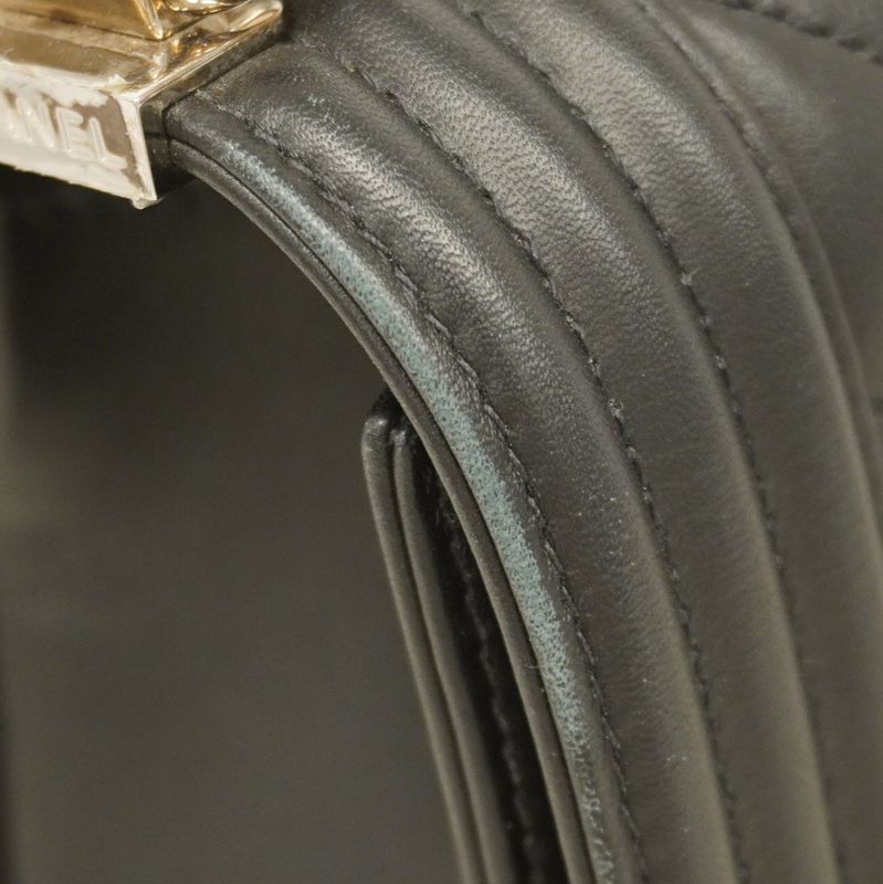 Chanel Shoulder Bag Boy Chanel V Stitch Lambskin Black Silver Hardware Ladies