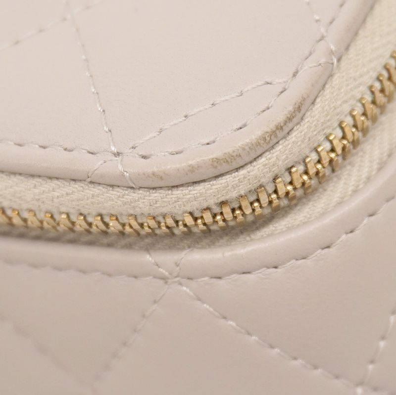 Chanel Vanity Bag Matelasse Lambskin Gray Gold Hardware Women's