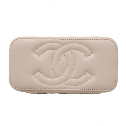 Chanel Vanity Bag Matelasse Lambskin Gray Gold Hardware Women's