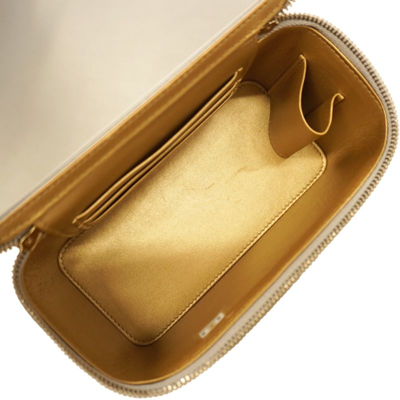 Chanel Vanity Bag Matelasse Lambskin Gray Gold Hardware Women's