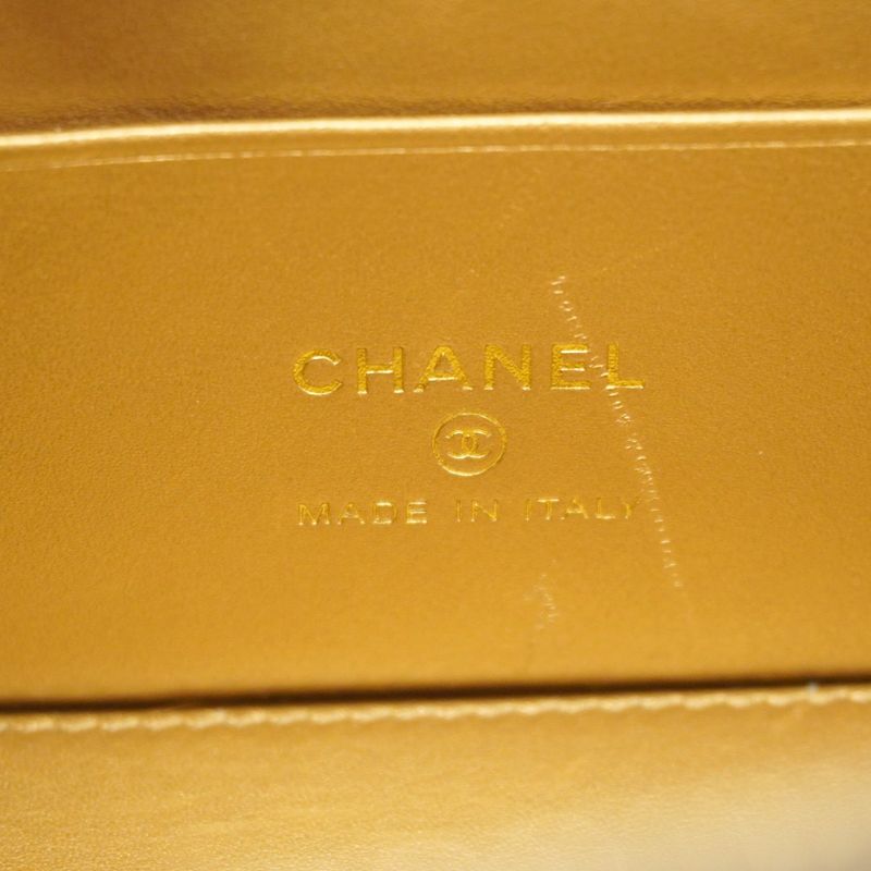 Chanel Vanity Bag Matelasse Lambskin Gray Gold Hardware Women's