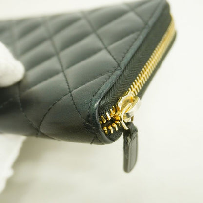 Chanel Long Wallet Matelasse Lambskin Black Gold Hardware Women's