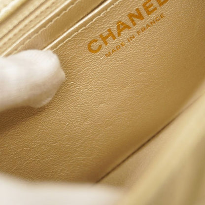 Chanel Shoulder Bag Matelasse Lambskin Gold Chien Pan Gold Hardware Women's