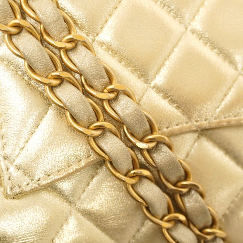 Chanel Shoulder Bag Matelasse Lambskin Gold Chien Pan Gold Hardware Women's