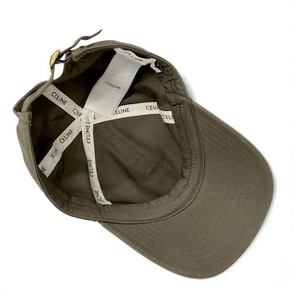 Celine Cap Hat Cotton Khaki White Gold Triomphe