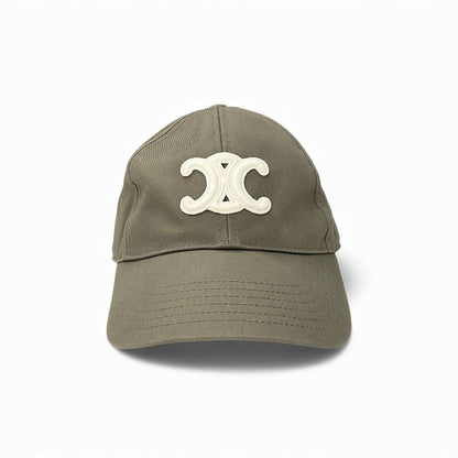 Celine Cap Hat Cotton Khaki White Gold Triomphe