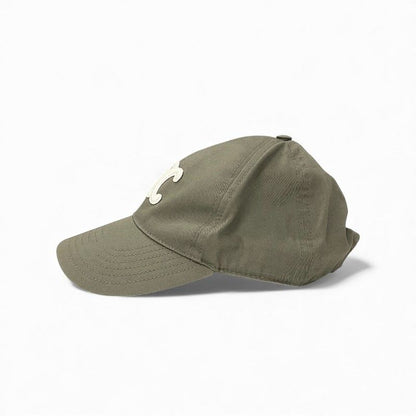 Celine Cap Hat Cotton Khaki White Gold Triomphe