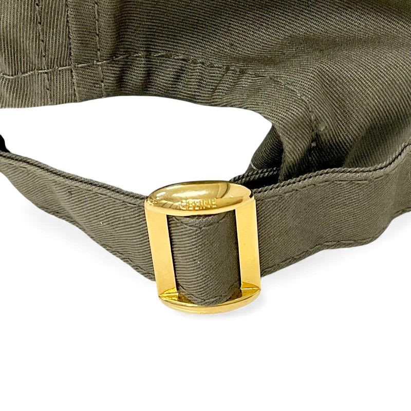 Celine Cap Hat Cotton Khaki White Gold Triomphe