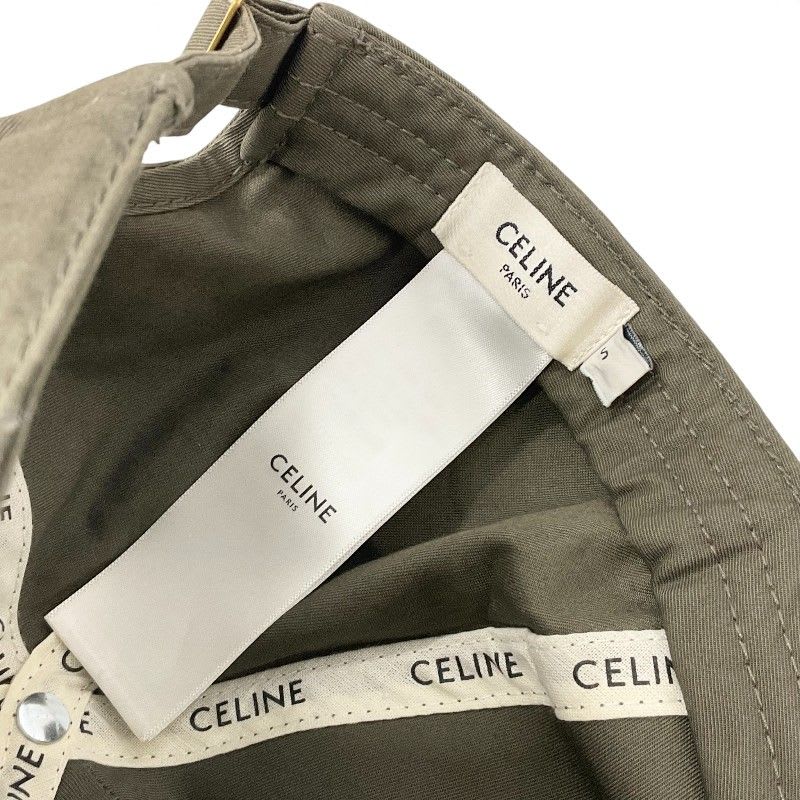 Celine Cap Hat Cotton Khaki White Gold Triomphe