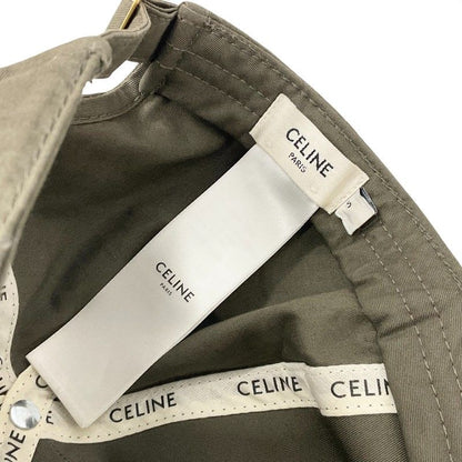 Celine Cap Hat Cotton Khaki White Gold Triomphe