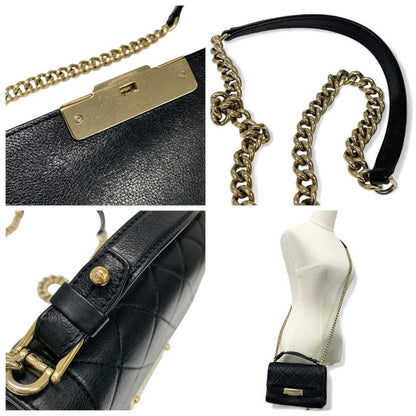 Chanel Bag Shoulder Black Gold Click Label Logo Single Flap Chain 2-Way