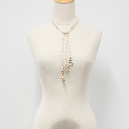 Chanel Necklace Pendant Choker Gold Rhinestone Here Mark