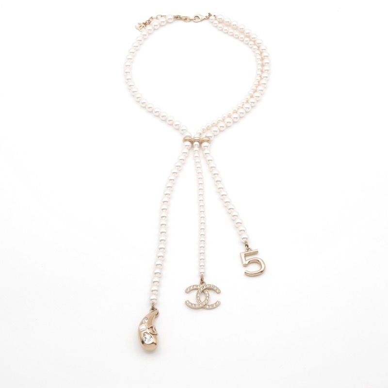 Chanel Necklace Pendant Choker Gold Rhinestone Here Mark