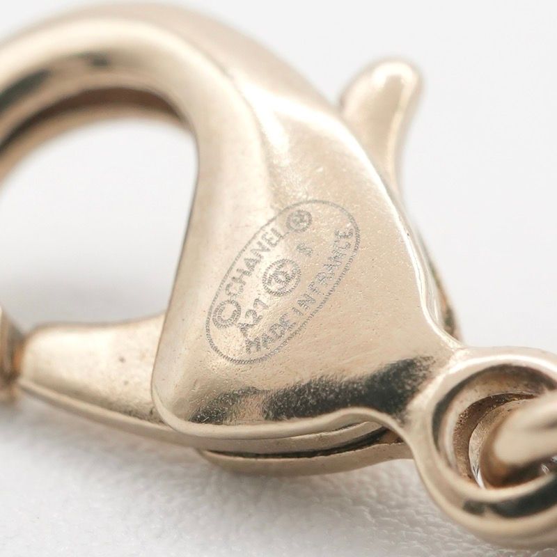 Chanel Necklace Pendant Choker Gold Rhinestone Here Mark