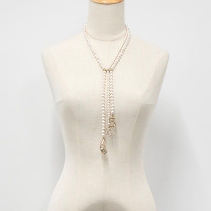 Chanel Necklace Pendant Choker Gold Rhinestone Here Mark