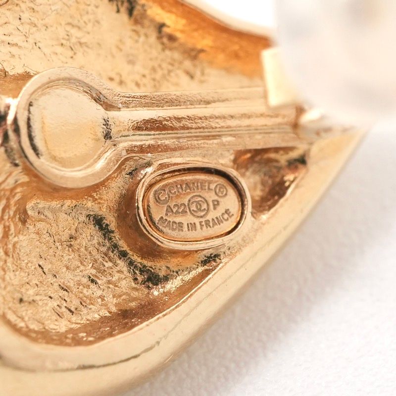 Chanel Earring Gold Black Coco Mark Heart