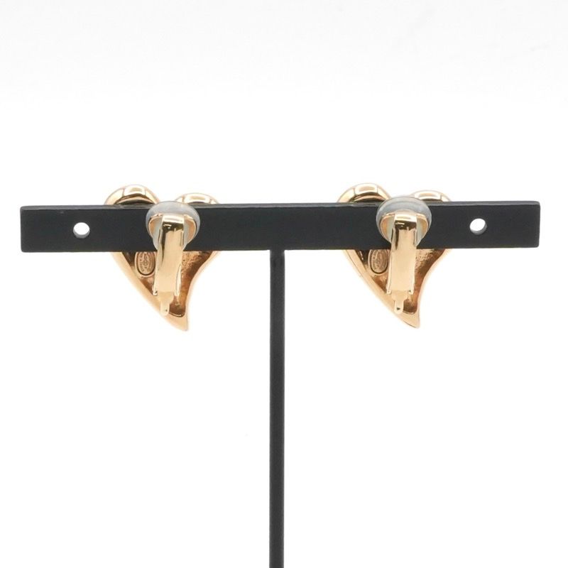 Chanel Earring Gold Black Coco Mark Heart