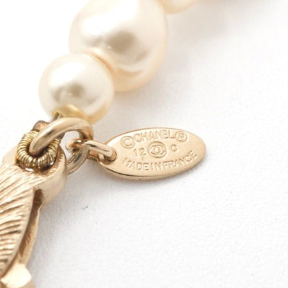 Chanel Necklace Pendant Choker Gold White Here Mark