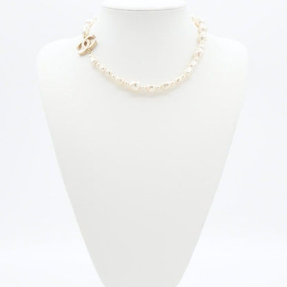 Chanel Necklace Pendant Choker Gold White Here Mark