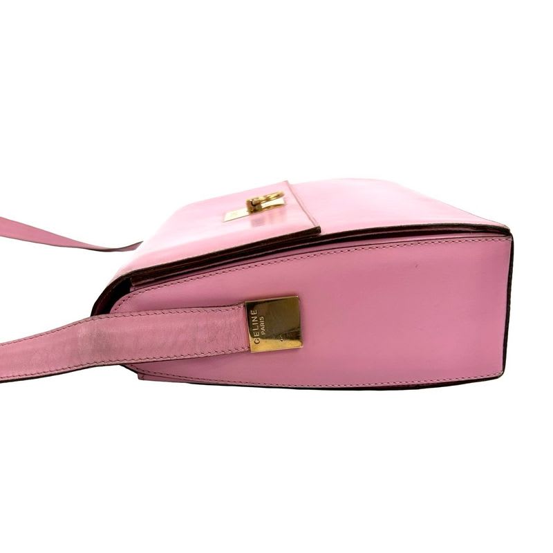 Celine Vintage Logo Ring Hardware Leather Shoulder Bag Pochette
