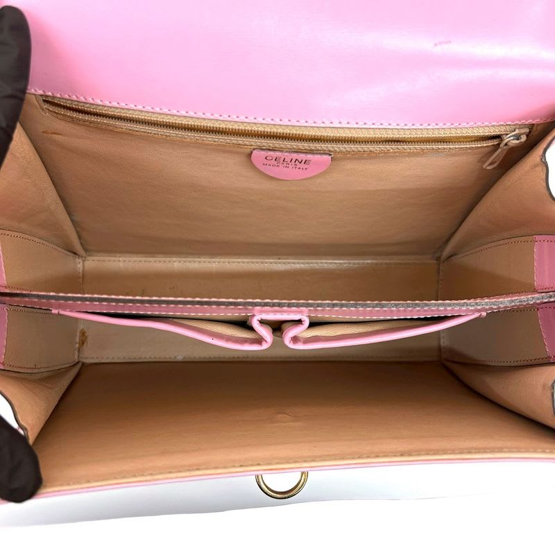 Celine Vintage Logo Ring Hardware Leather Shoulder Bag Pochette