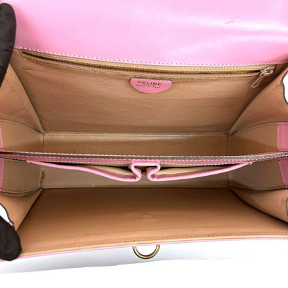 Celine Vintage Logo Ring Hardware Leather Shoulder Bag Pochette