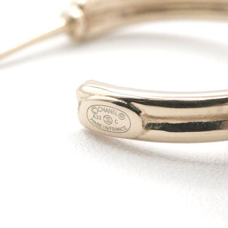 Chanel Earrings Gold Multicolor Coco Mark Hoop Rhinestone