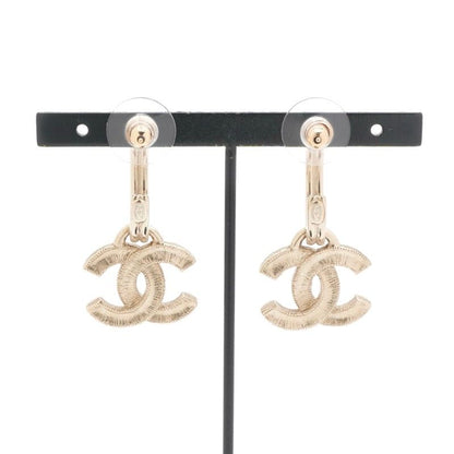 Chanel Earrings Gold Multicolor Coco Mark Hoop Rhinestone