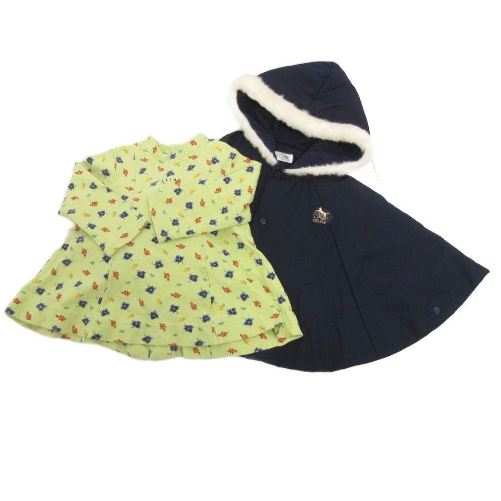 Celine CELINE 2-piece set summary poncho batting hooded cut and sew floral