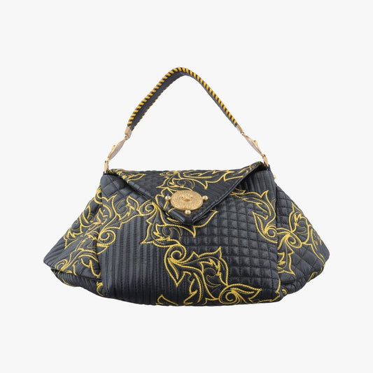 Versace (versace) Versace Barocco Floral Stitch Top Black X Yellow Leather